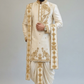 Ivory Embroidered Sherwani for Men – Royal Elephant Motif Wedding Sherwani with Dhoti