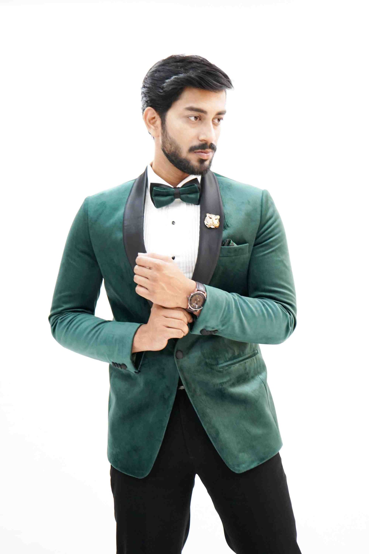 Bottle Green Suede Classic Tuxedo