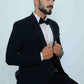 Black Self beaded embroided tuxedo with trouser