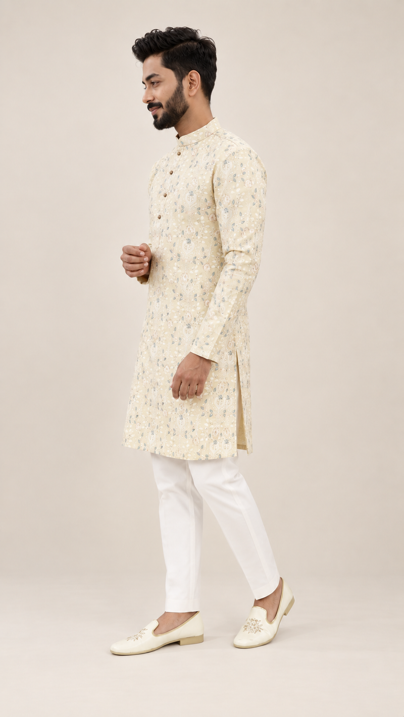 Multi-Colored Machine embroided kurta