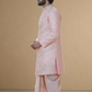 Men's Peach Wedding Sherwani with Matching Dhoti and Intricate Pelli Gold Work
