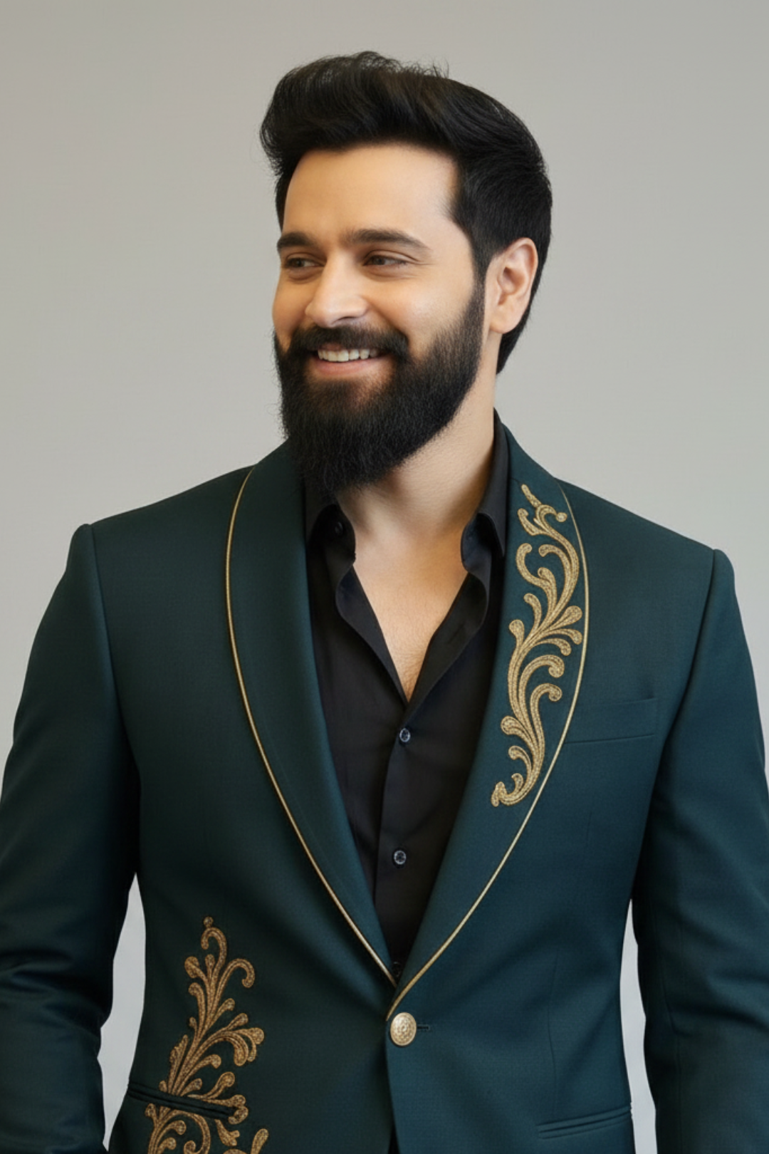 Emerald Green Embroidered Men’s Party Wear Blazer Suit – Premium Indo Western Reception Outfit