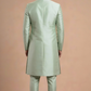 Regal Serenity: Pista Green Embroidered Silk Sherwani Ensemble