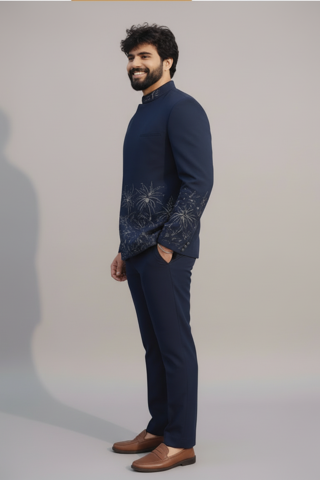 Midnight Blue Embroidered jodhpuri Suit for Men – Premium Wedding & Festive Wear