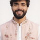 Men’s Pastel Pink Embroidered Sadri Set