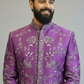 Royal Purple Embroidered Sherwani Set for Men – Designer Wedding & Festive Wear