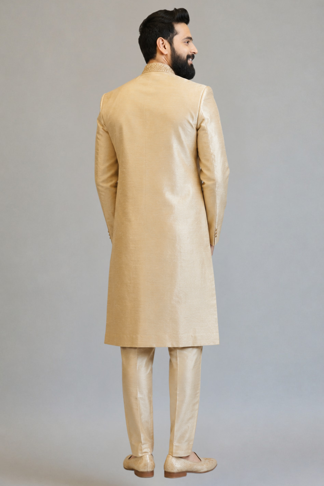Royal Ivory Embroidered Sherwani Set with Muhurtham desgin for Men | Premium Wedding & Groom Ethnic Wear