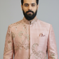 Men’s Blush Pink Embroidered Sherwani Set – Luxury Designer Wedding & Groom Wear
