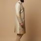 Men’s Beige Embroidered Sherwani Set – Luxury Indo-Western Wedding Outfit