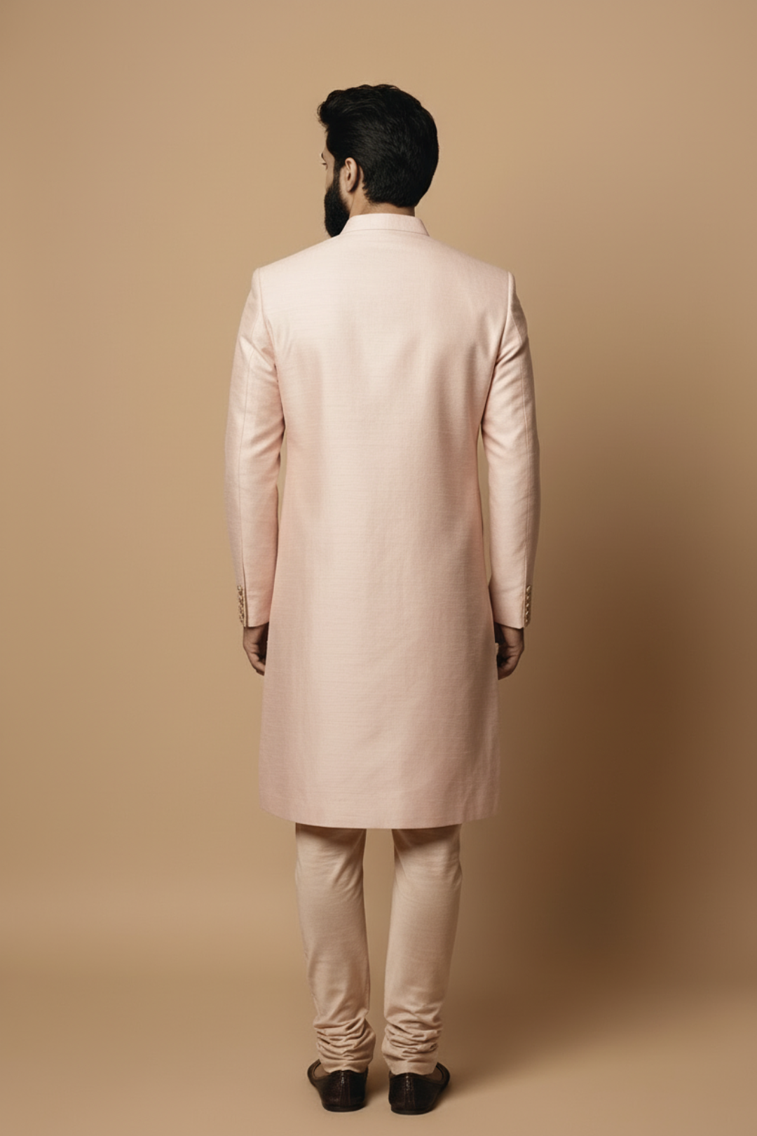 Blush Pink Embroidered Sherwani Set for Men – Luxury Wedding & Festive Wear