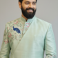 Mint Green Embroidered Indo-Western Suit for Men – Designer Wedding & Festive Wear