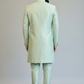 Mint Green Embroidered Indo-Western Suit for Men – Designer Wedding & Festive Wear