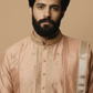Premium Peach Pattu Pancha Kurta Set for Men with Thirunamam, Shanku & Chakra  Embroidery – Traditional Wedding & Temple Wear