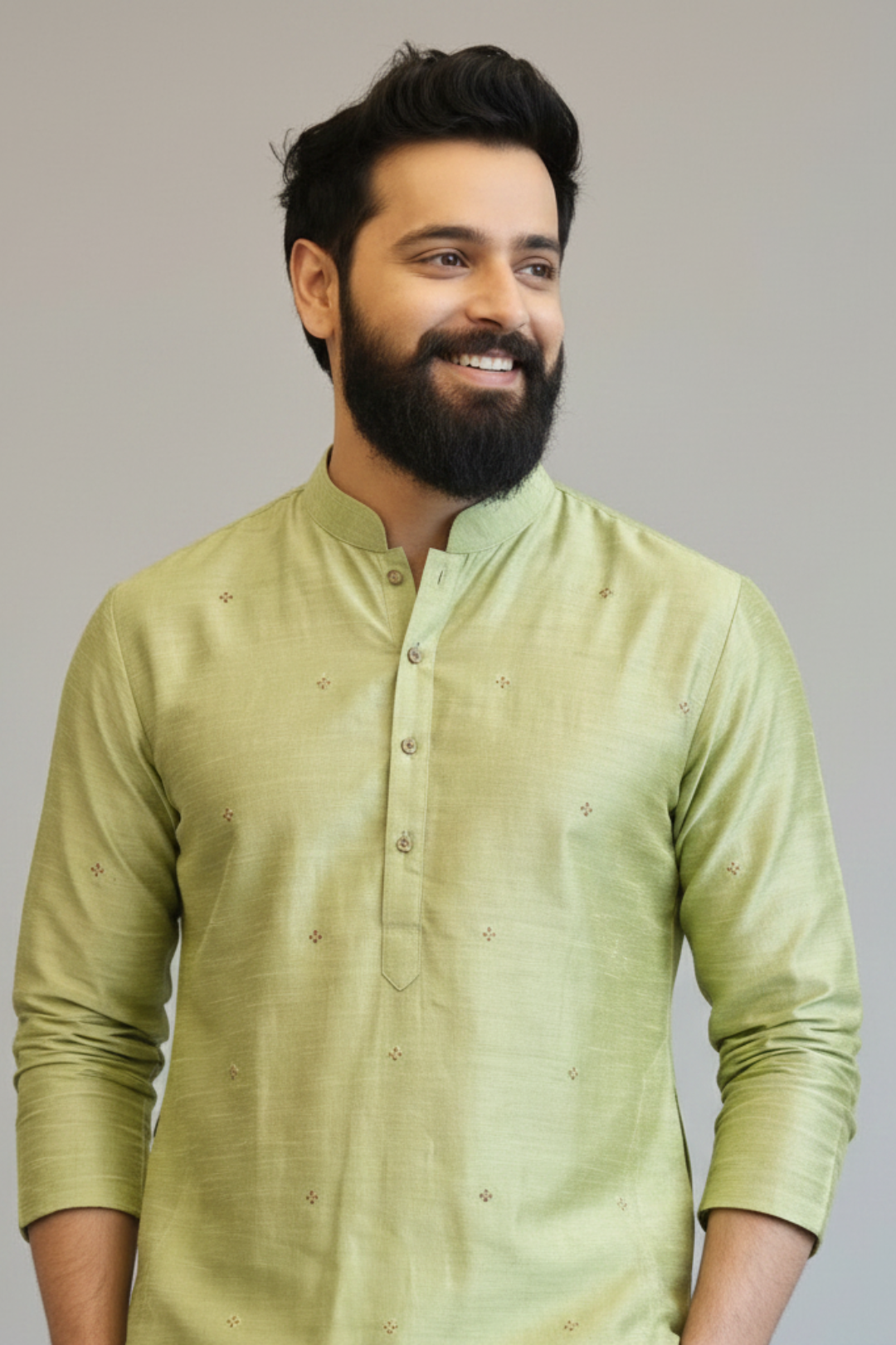 Men’s Light Pistachio Green Pichwai Painting Embroidered Kurta – Handcrafted Ethnic Festive Wear for Weddings & Traditional Occasions