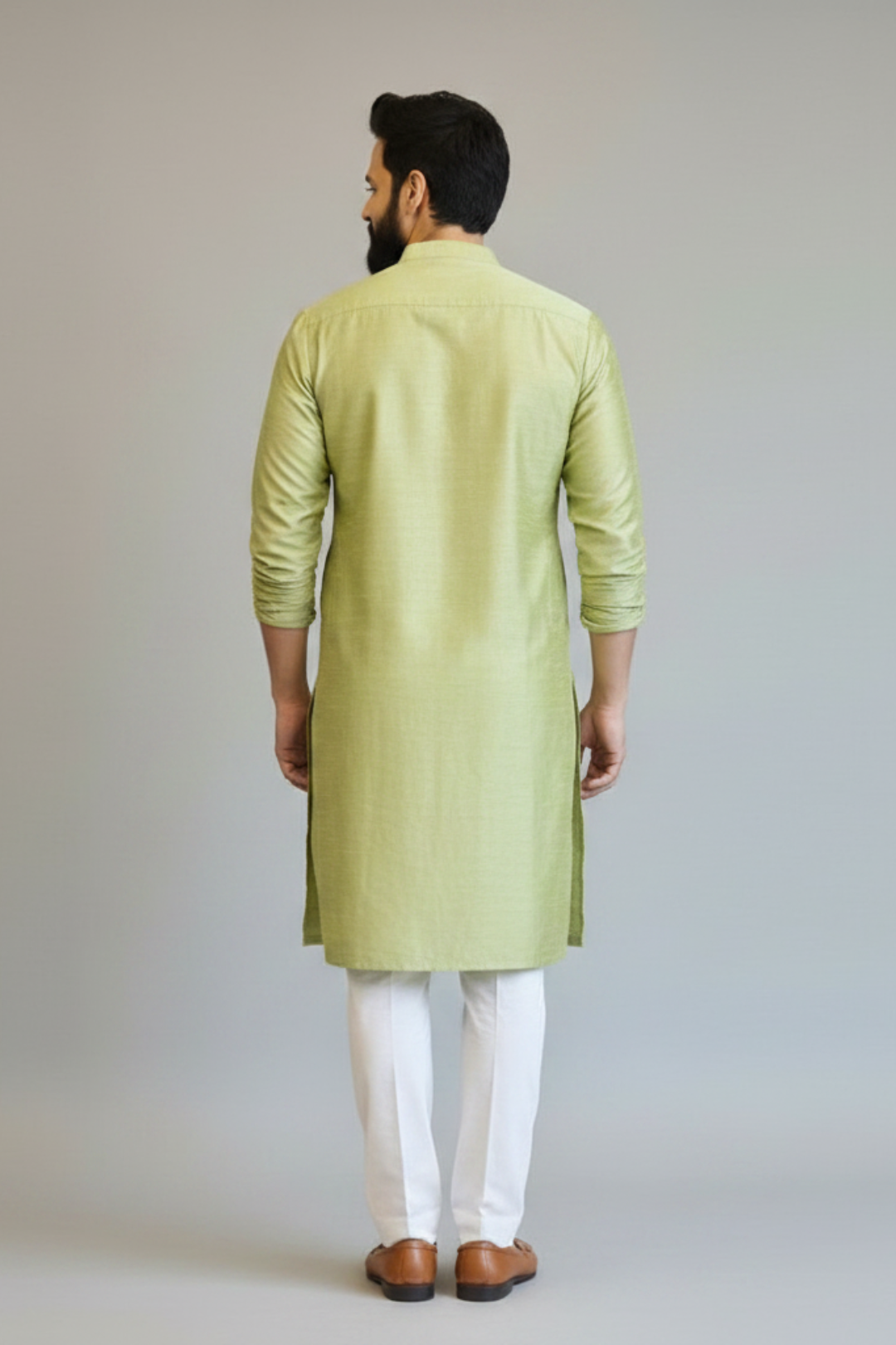 Men’s Light Pistachio Green Pichwai Painting Embroidered Kurta – Handcrafted Ethnic Festive Wear for Weddings & Traditional Occasions