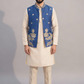 Men’s Royal Blue Embroidered Nehru Jacket – Designer Sadri