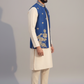 Men’s Royal Blue Embroidered Nehru Jacket – Designer Sadri