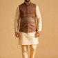 Men’s Brown Embroidered Nehru Jacket – Designer Sadri