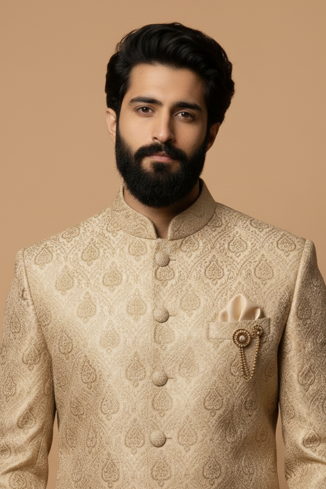 Designer Self-Textured Men’s Sherwani Set – Royal Wedding Collection