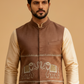 Men’s Brown Embroidered Nehru Jacket – Designer Sadri