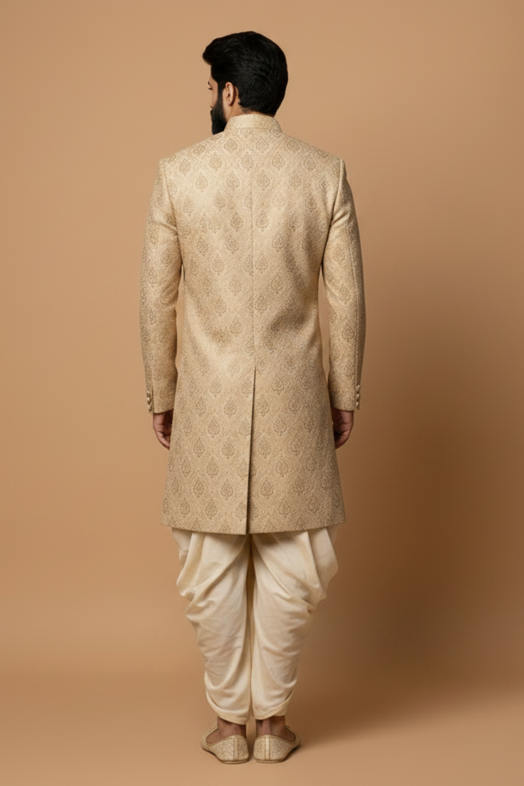 Designer Self-Textured Men’s Sherwani Set – Royal Wedding Collection