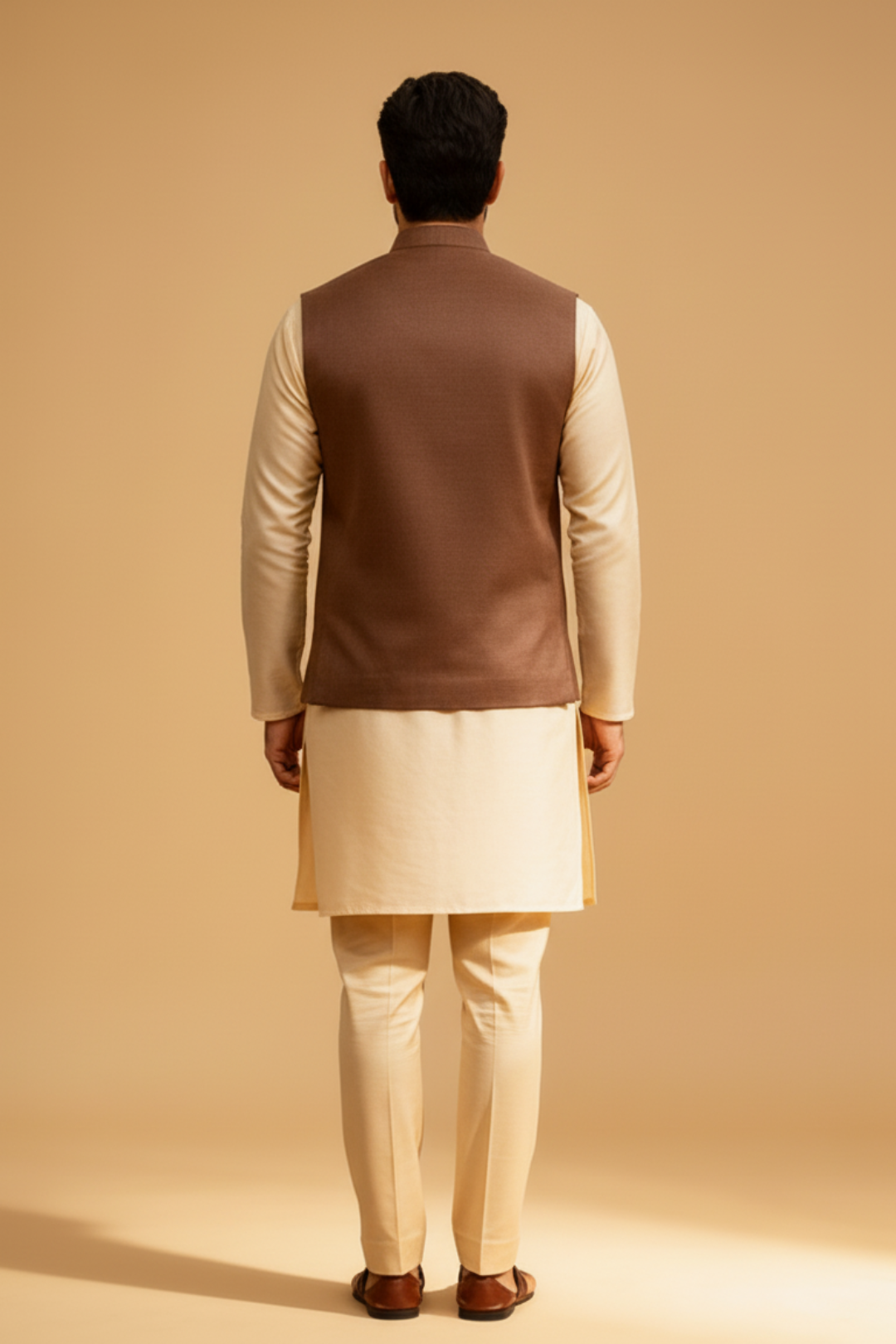 Men’s Brown Embroidered Nehru Jacket – Designer Sadri