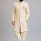 Men’s Cream Self-Textured Sherwani Set with Dhoti – Royal Wedding Wear