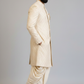 Men’s Cream Self-Textured Sherwani Set with Dhoti – Royal Wedding Wear
