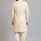 Men’s Cream Self-Textured Sherwani Set with Dhoti – Royal Wedding Wear