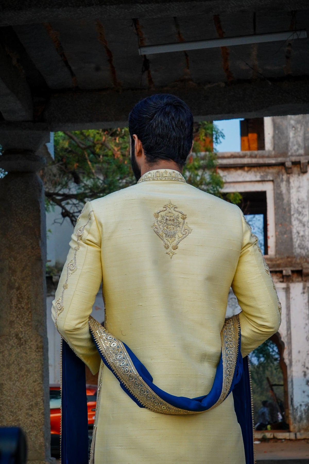 Bonalu Sherwani with premium silk dhoti and khandwa