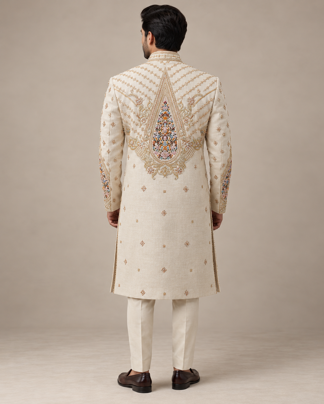 heavenly pink Heritage Embroidered- Radha Krishna Sherwani