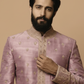 Onion pink designer embroidered sherwani