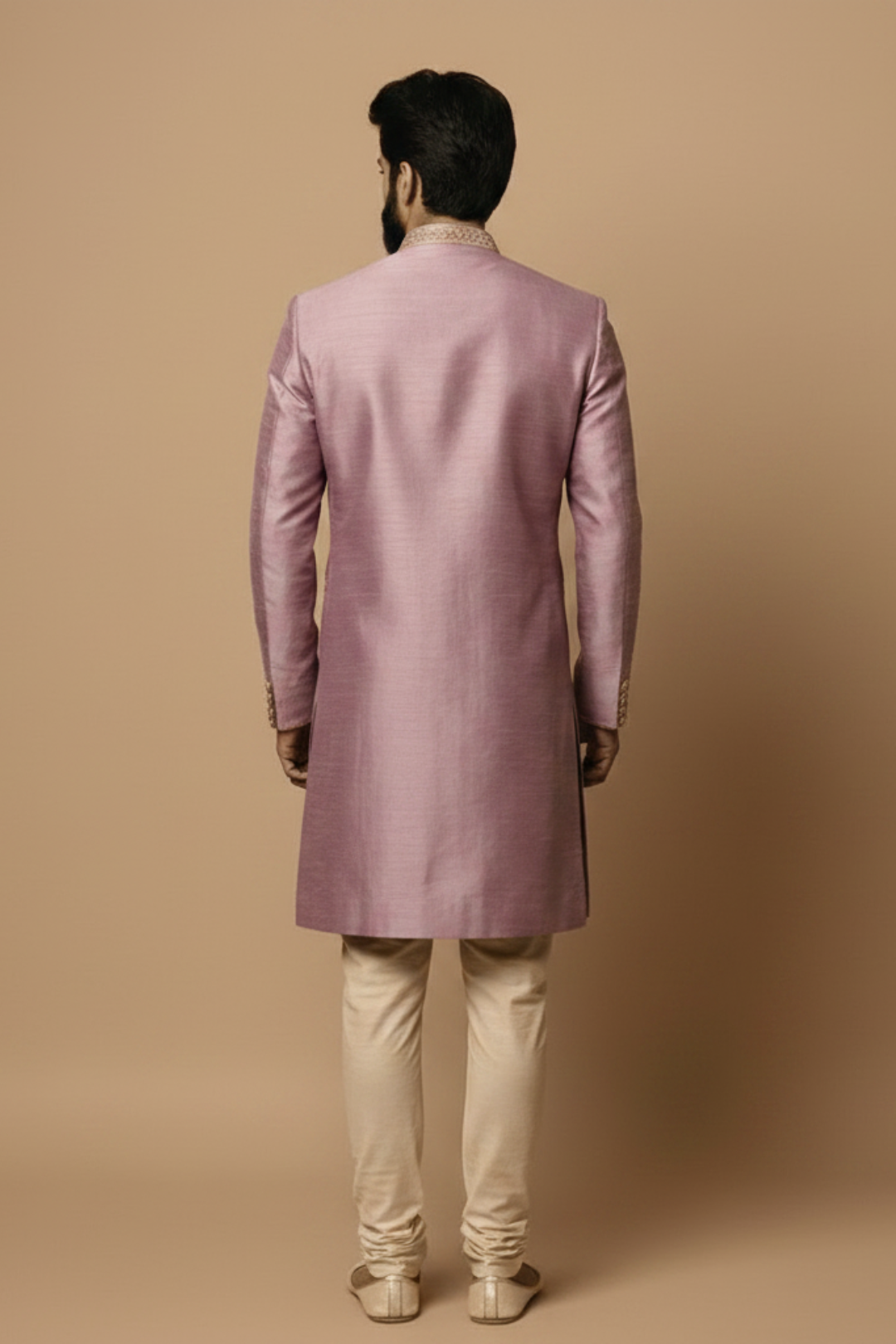 Onion pink designer embroidered sherwani