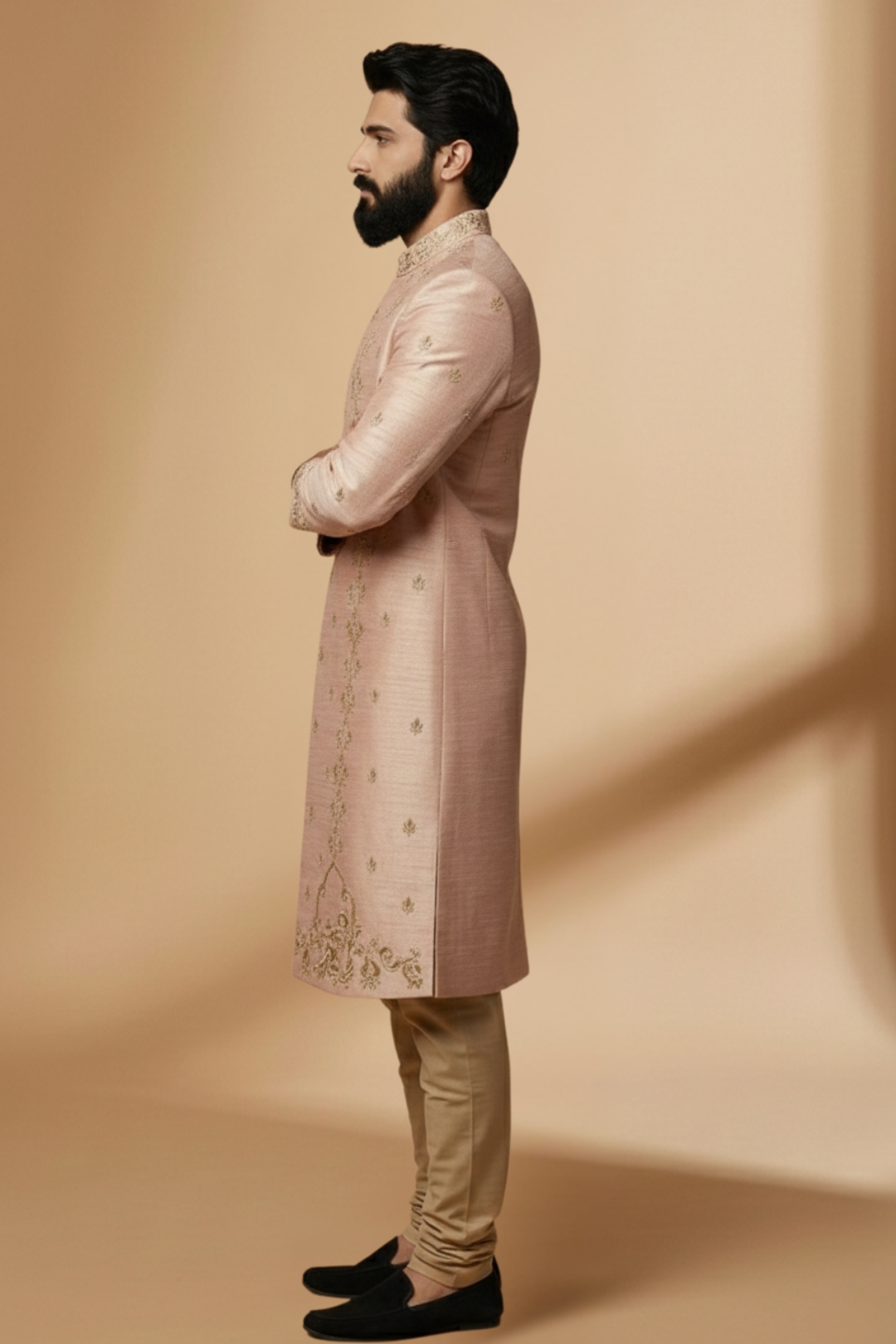Blush Peach Embroidered Sherwani for Men – Designer Wedding & Festive Wear