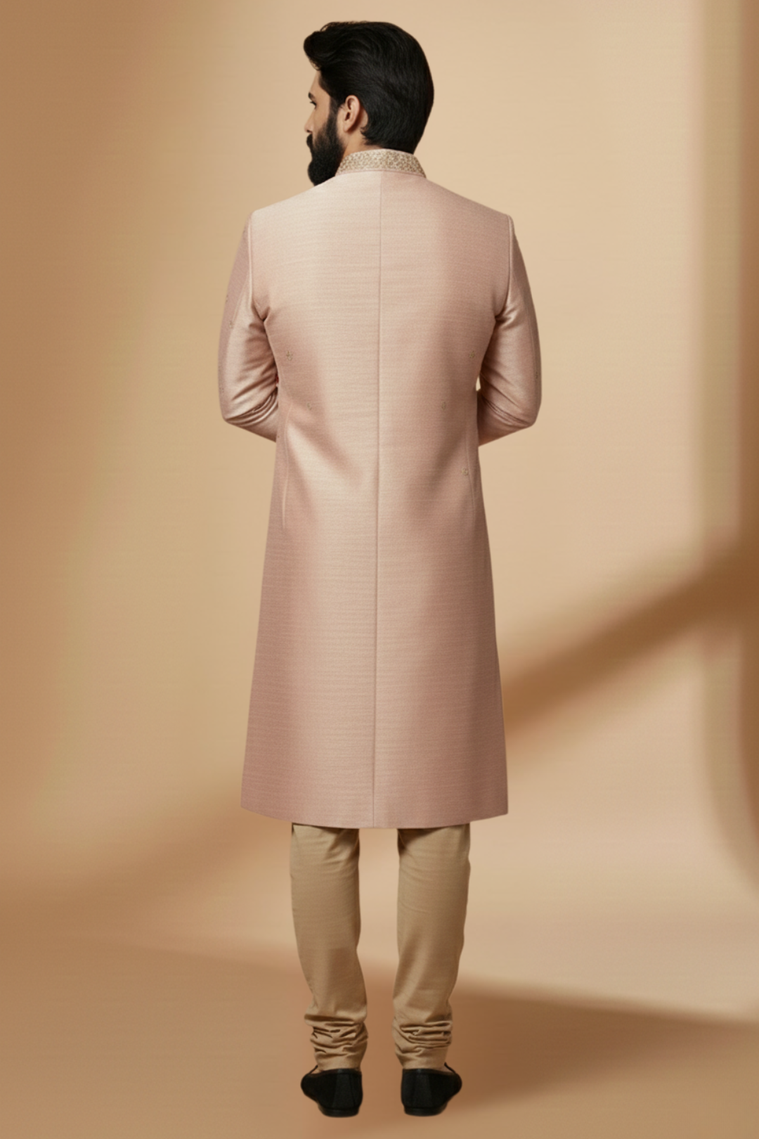 Blush Peach Embroidered Sherwani for Men – Designer Wedding & Festive Wear
