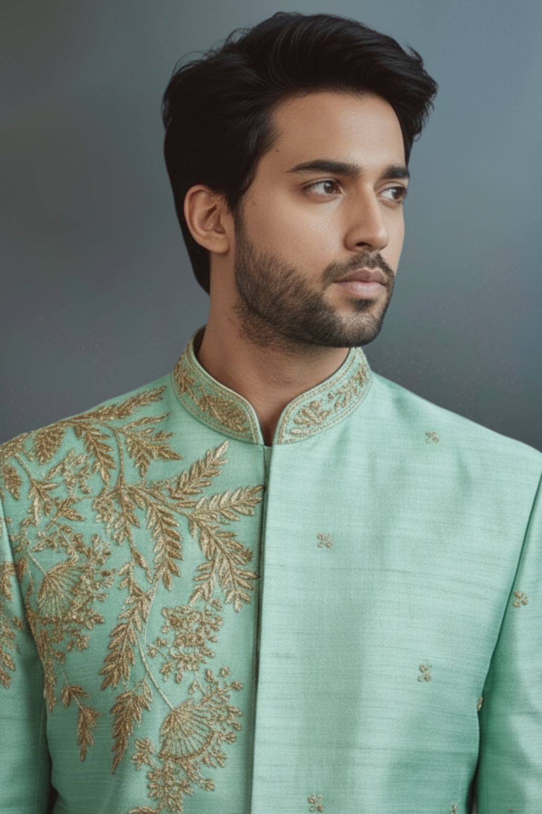 Mint Green Embroidered Sherwani for Men – Designer Wedding & Festive Wear