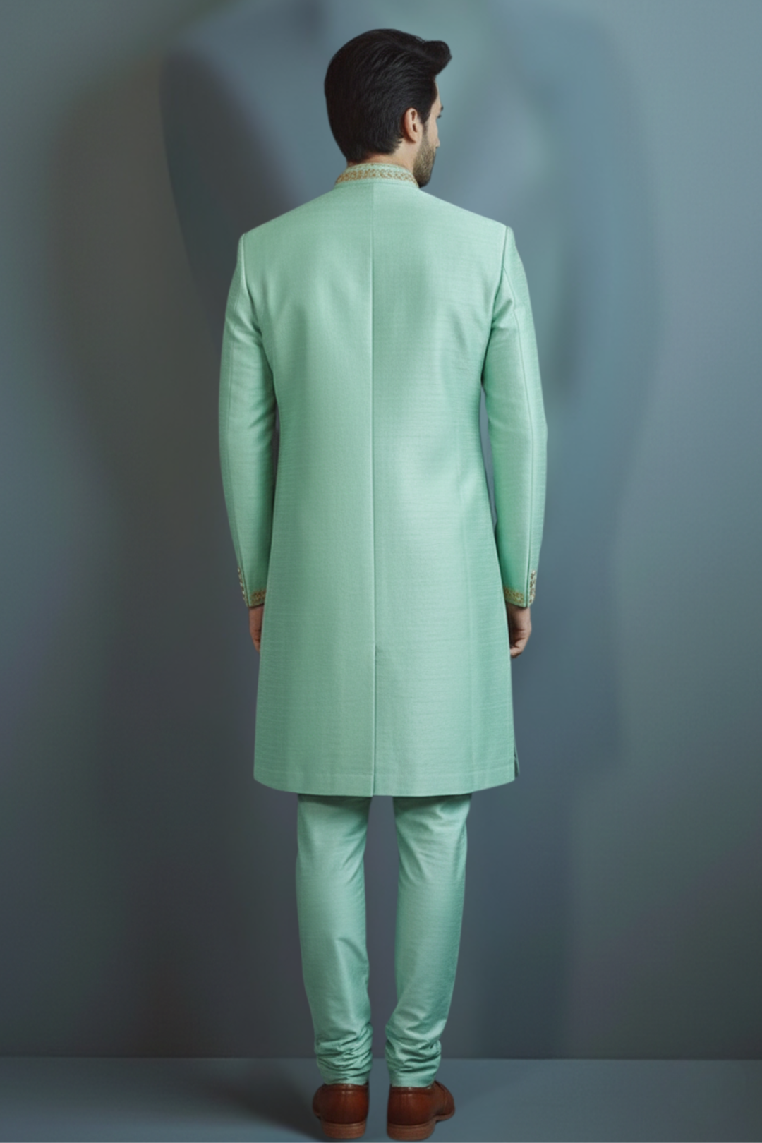 Mint Green Embroidered Sherwani for Men – Designer Wedding & Festive Wear