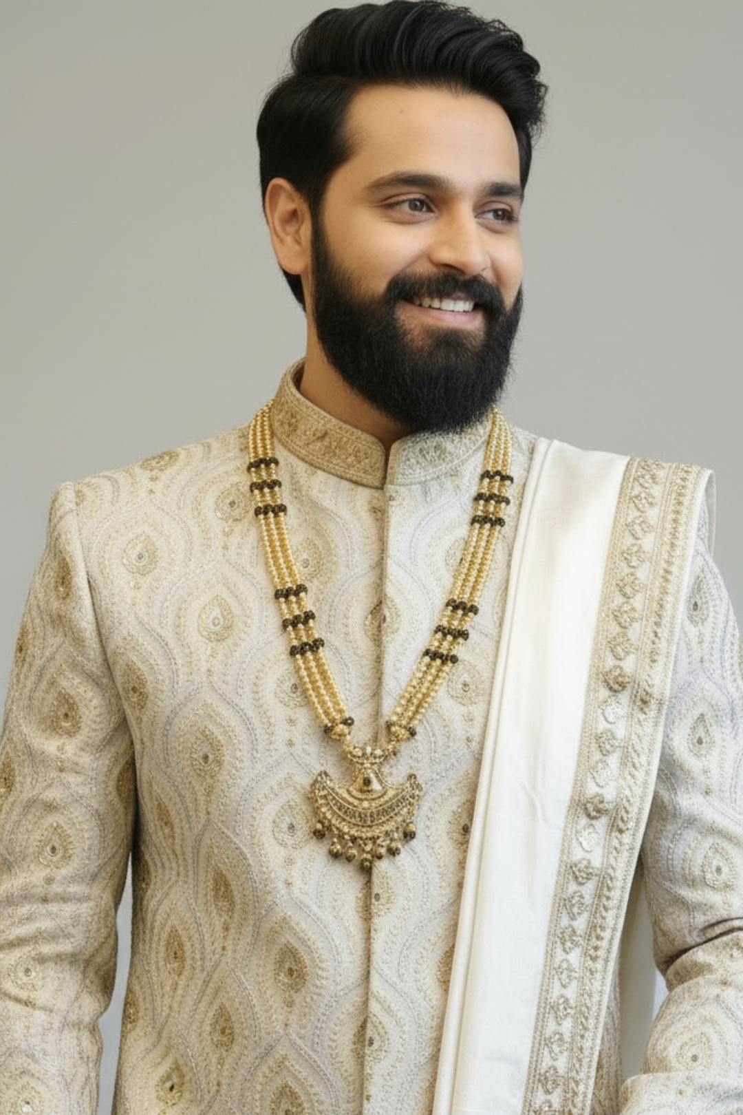 Self Embroided Sherwani With boota Highlights