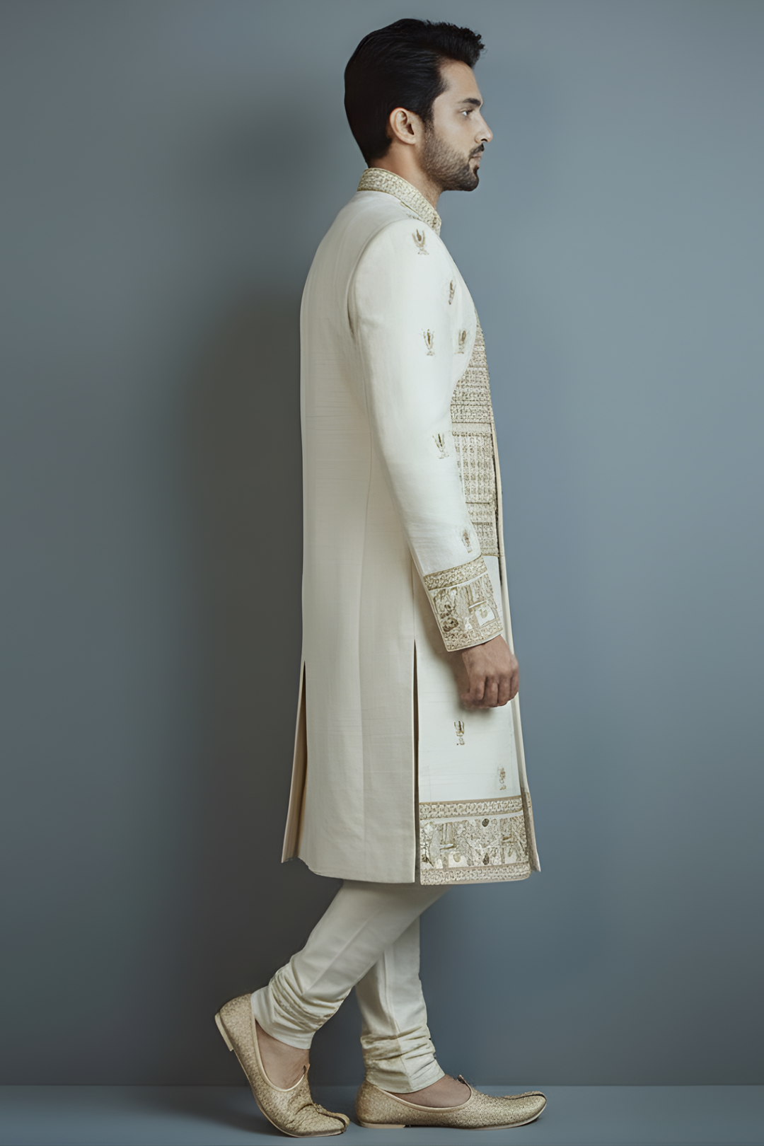 Ivory Embroidered Sherwani for Men – Luxury Wedding & Festive Designer Wear