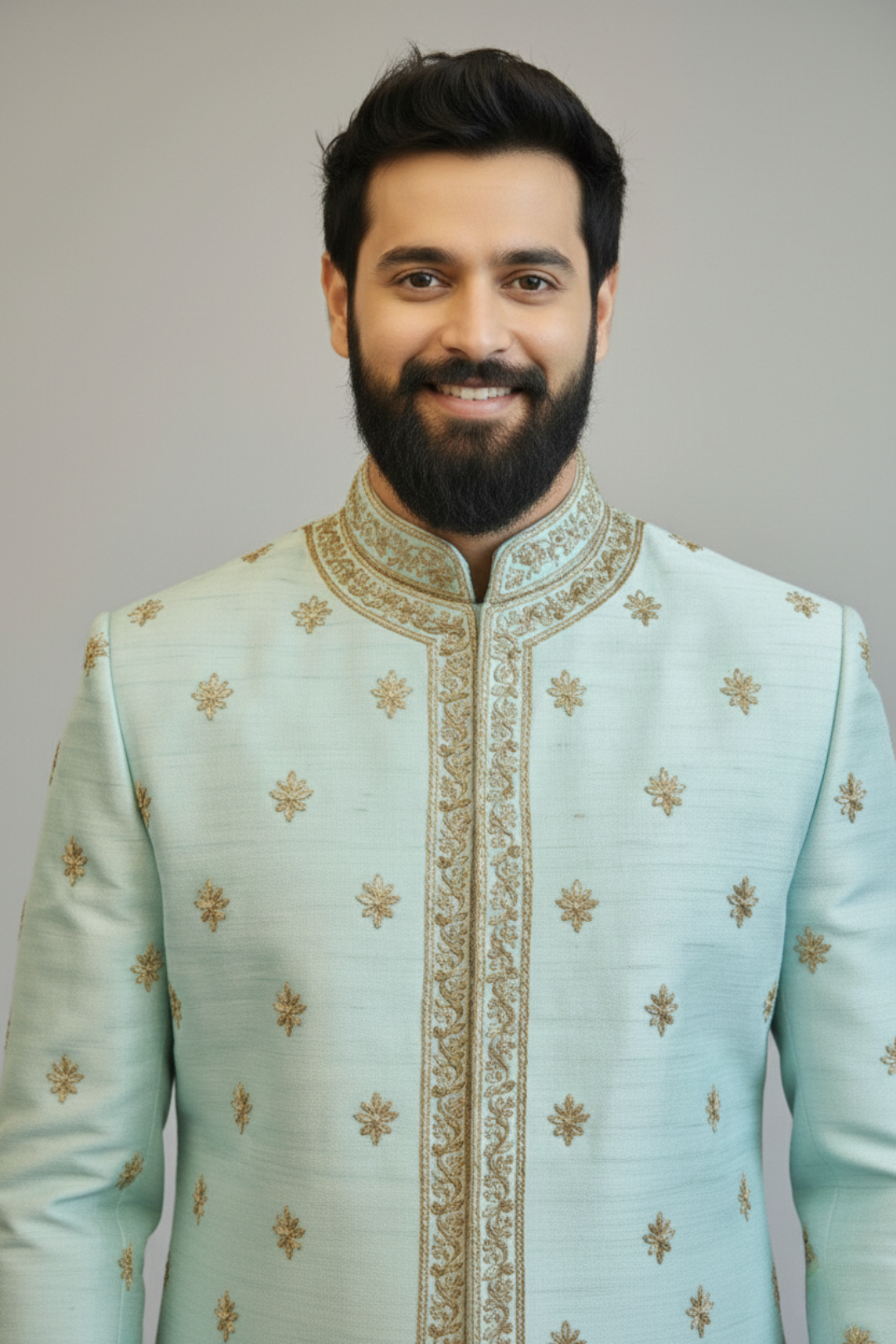 Mint Green Embroidered Sherwani for Men – Designer Wedding & Festive Ethnic Wear