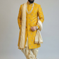 Mustard Yellow Sherwani with boota work