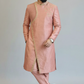 Peach Embroidered Asymmetric Sherwani for Men – Designer Wedding & Festive Wear