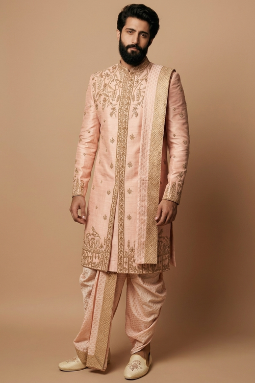 Flora and fauna inspired Fully Hand Embroided Sherwani