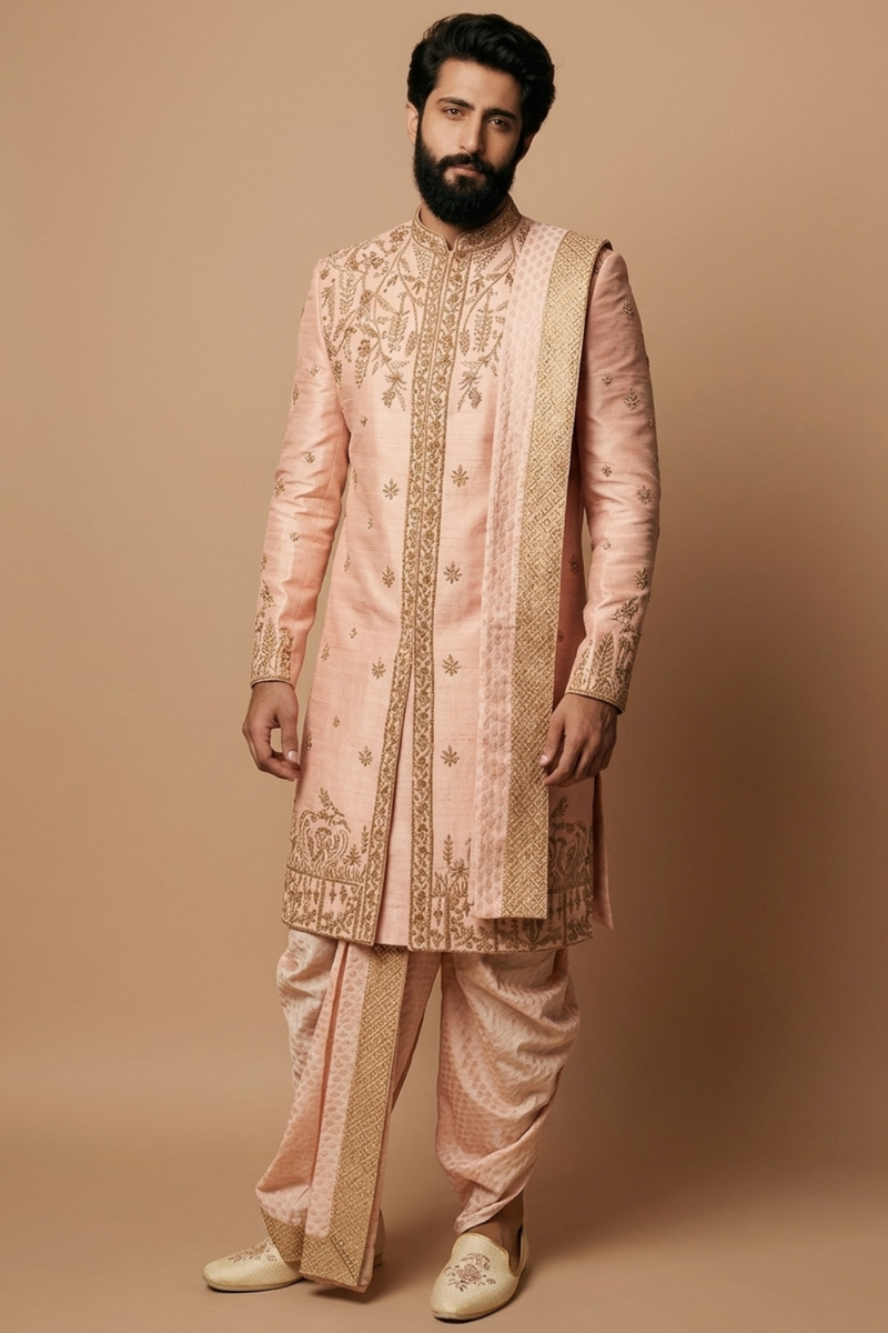 Flora and fauna inspired Fully Hand Embroided Sherwani