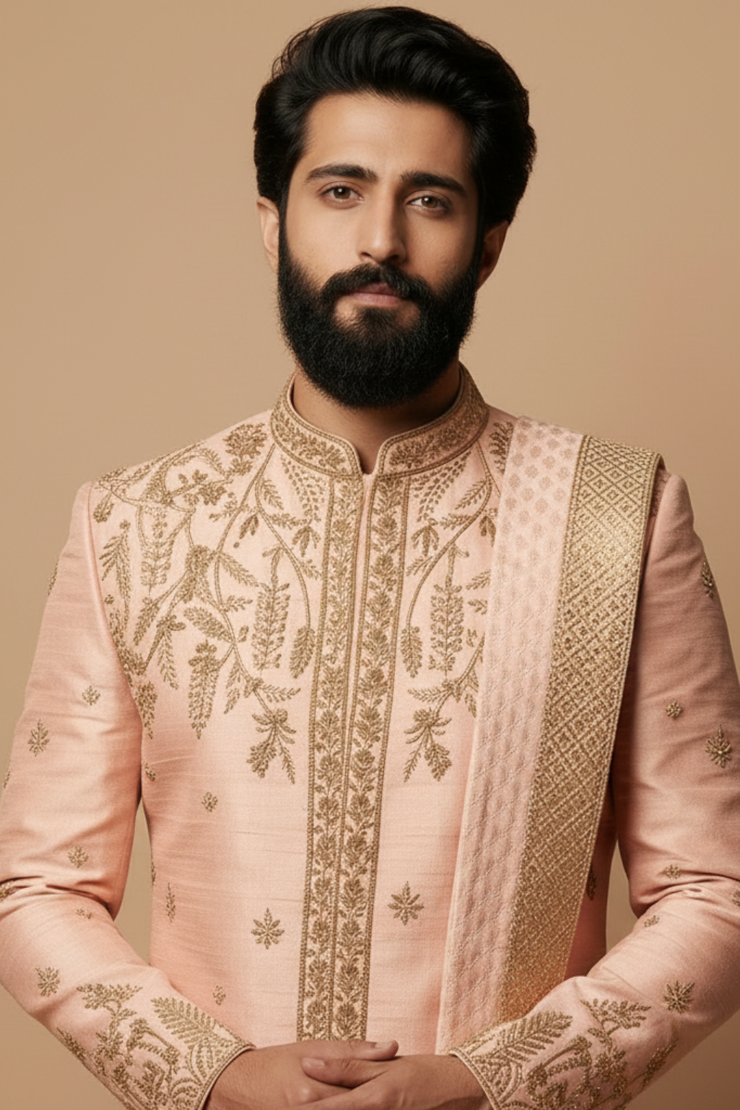 Flora and fauna inspired Fully Hand Embroided Sherwani