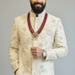 Silver Zari FLoral Work Sherwani