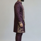 Wine Embroidered Designer Sherwani for Men – Luxury Wedding & Festive Wear