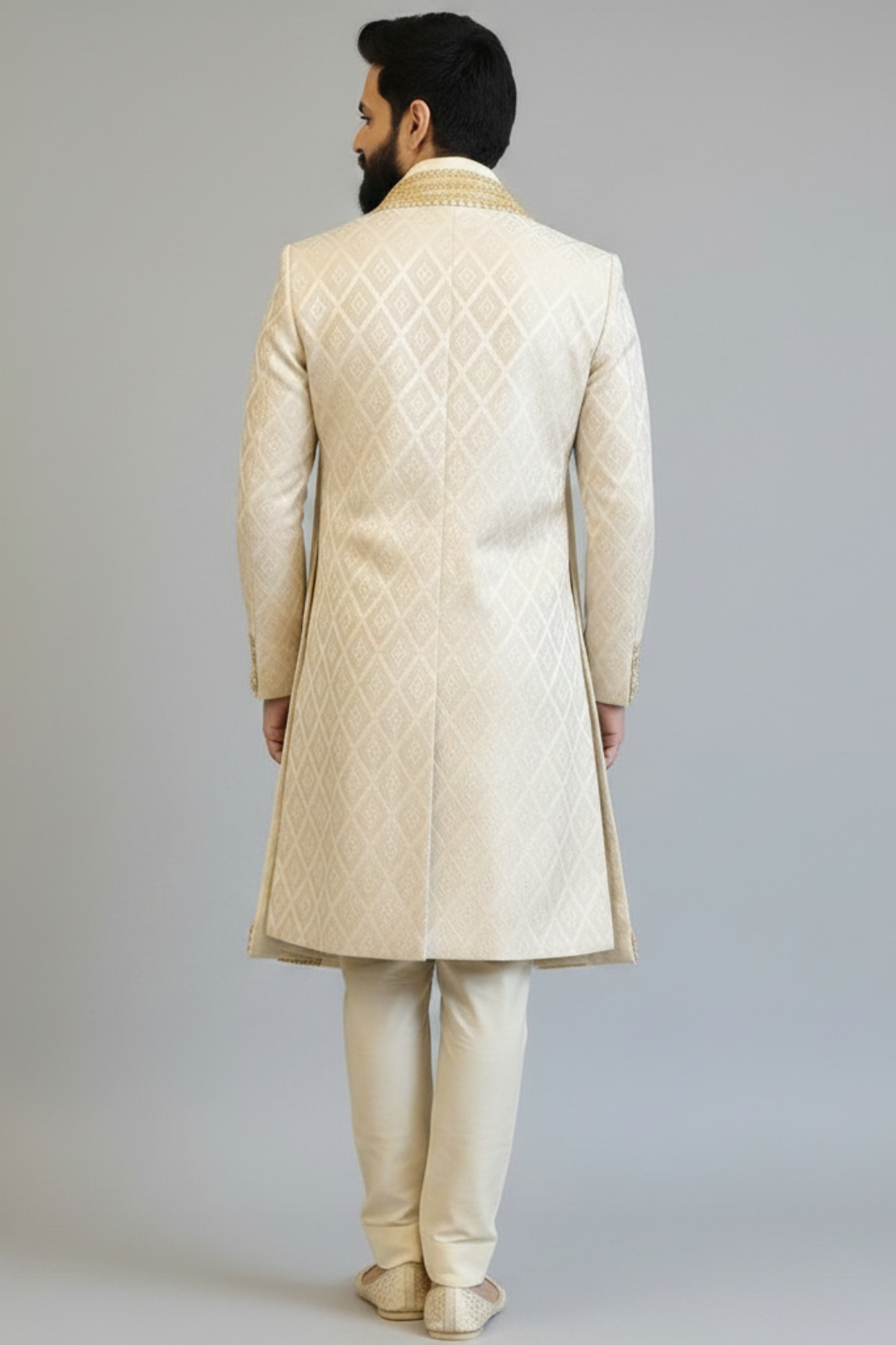 Brocade Sherwani with zardozi highlight