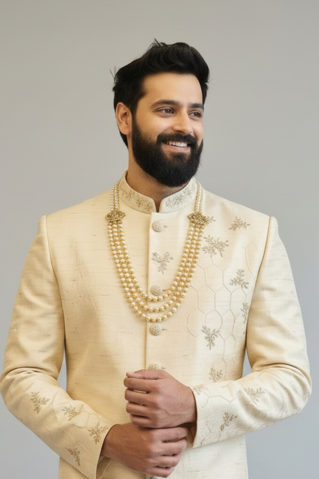 Abstract Honey comb pattern sherwani