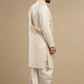 Men's Ivory Wedding Kurta with Gold Zari Border Dhoti and Stole
